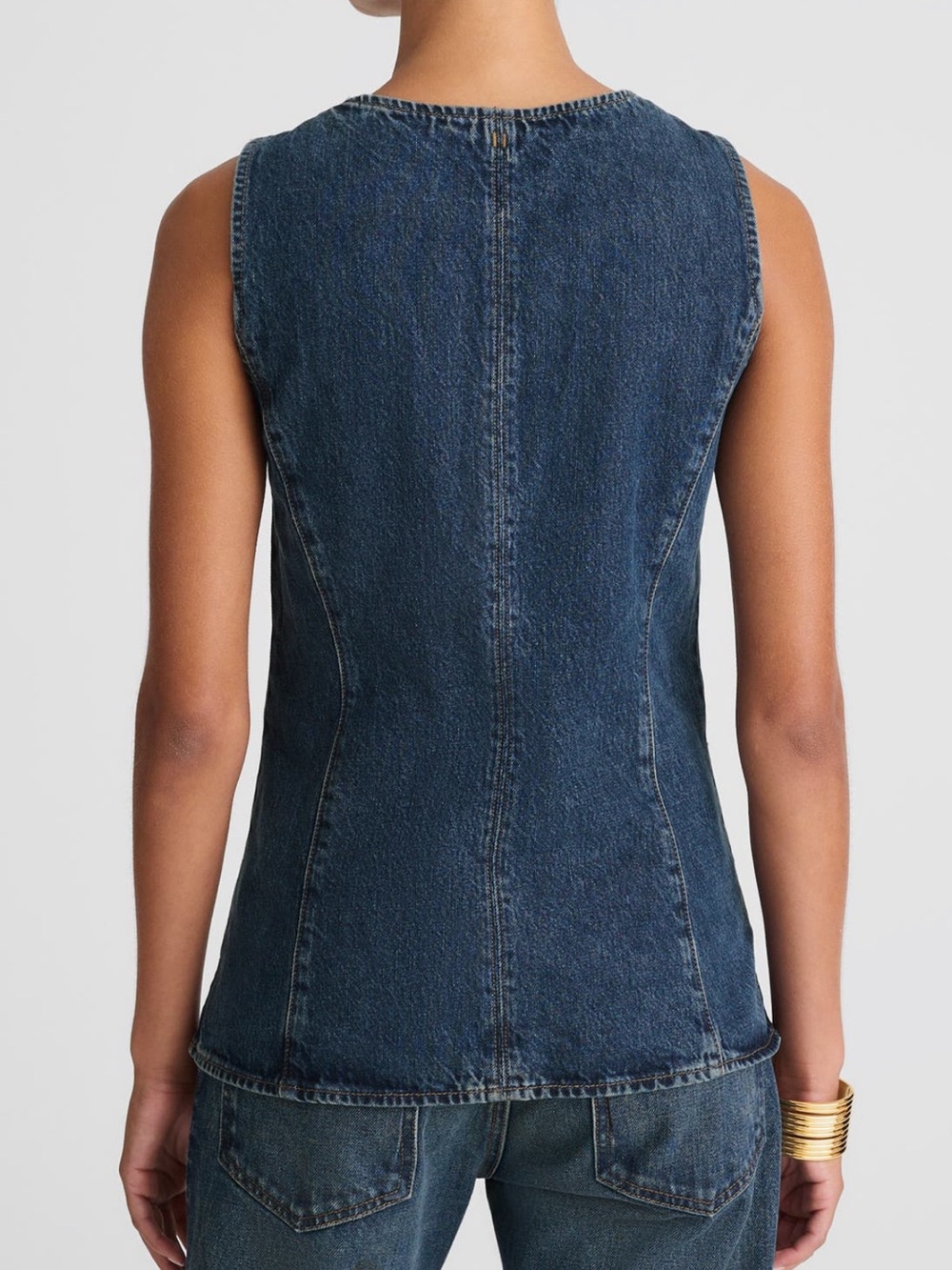 NWT Madewell Crewneck Cutaway Denim Vest - Picture 3 of 6